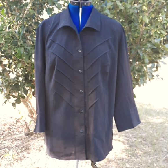 Covington Black Button Up Blouse 3x - Picture 5 of 6